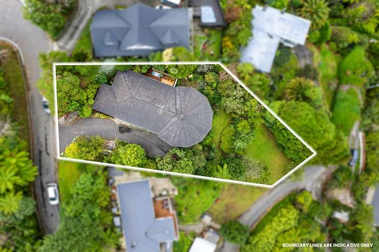 A young family has bought the mid-century house on Gurney Road, in Kelson, Lower Hutt, which looks as if a UFO has landed on the hill. Photo / Supplied