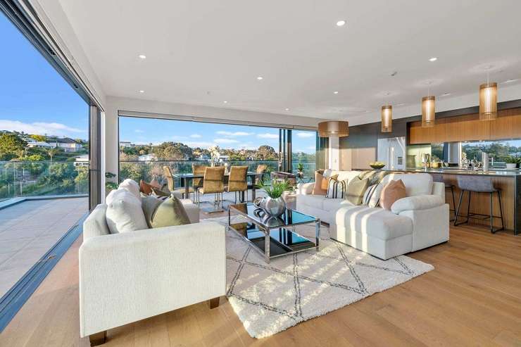 A multi-million-dollar penthouse apartment in The Victor apartment complex on Bute Road, in Browns Bay, has hit the market. Photo / Supplied