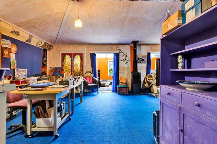 The former Freemason's hall at 20 Domett Street, in the Taranaki town of Waitara, has been given a colourful makeover. Photo / Supplied