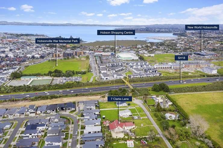 The coverted Presbyterian church at 7 Clarks Lane, in Hobsonville, is on the market for sale. Photo / Supplied