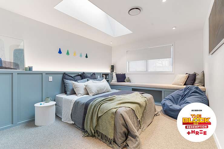 The stunning bedroom created by Quinn and Ben at House 1, 11 Ringi Lane, in Orewa