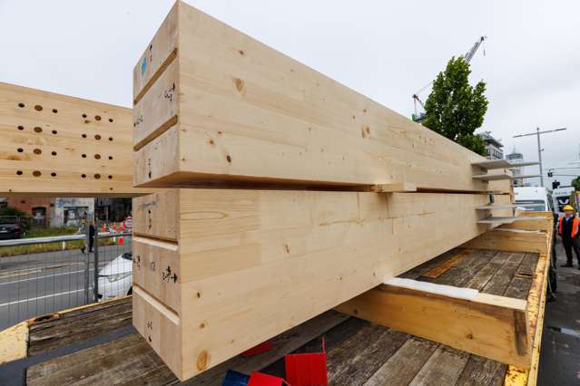 Timber office building under way in Christchurch