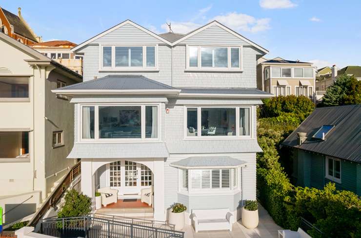 Three of the houses for sale on McFarlane Street, in Mount Victoria, are right next door to each other. Photo / Supplied