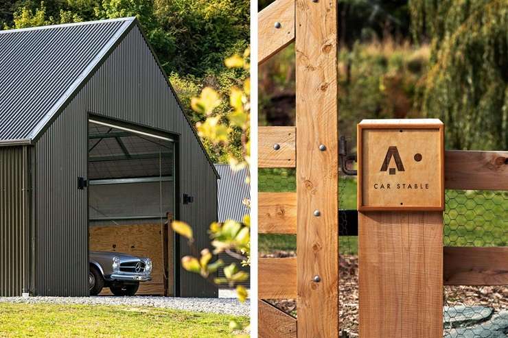 The three-brand new 18x8m sheds, known as the Car Stable, were originally built to store art and classic cars. Photo / Supplied