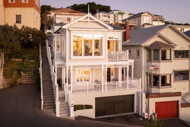 Three of the houses for sale on McFarlane Street, in Mount Victoria, are right next door to each other. Photo / Supplied