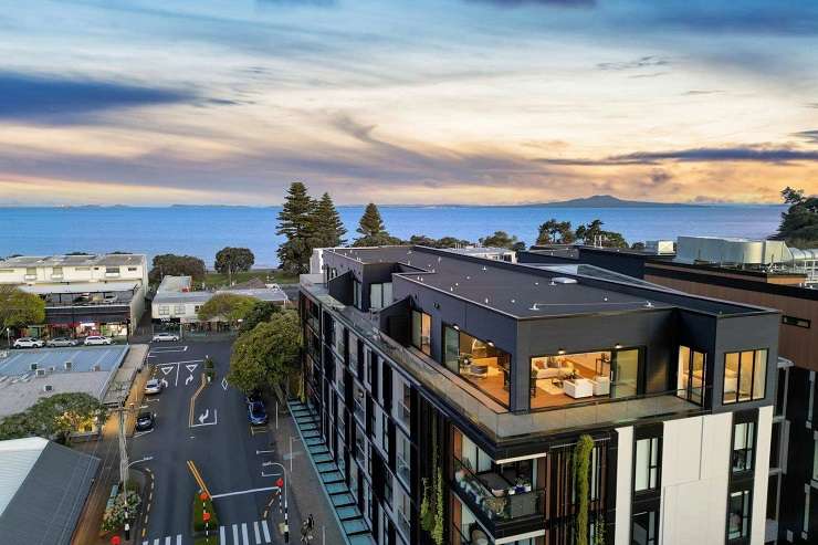 A multi-million-dollar penthouse apartment in The Victor apartment complex on Bute Road, in Browns Bay, has hit the market. Photo / Supplied