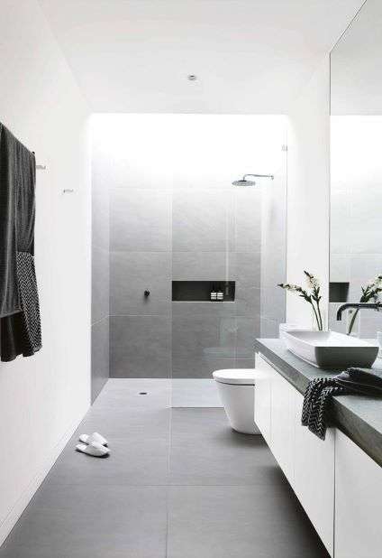 bathroom, tiled, oblong mirror, vanity and bathroom accessories