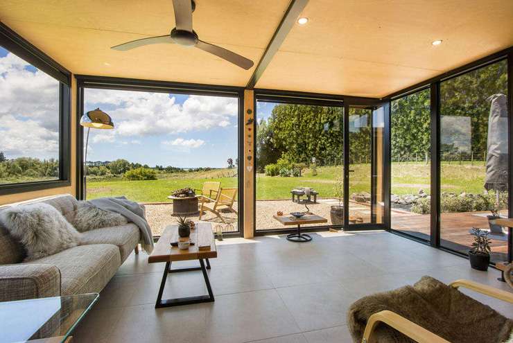 The one-bedroom  43sqm container home at 115 Matahui Road, in Katikati, Western Bay of Plenty, is described by the listing agent as “super trendy”. Photo / Supplied