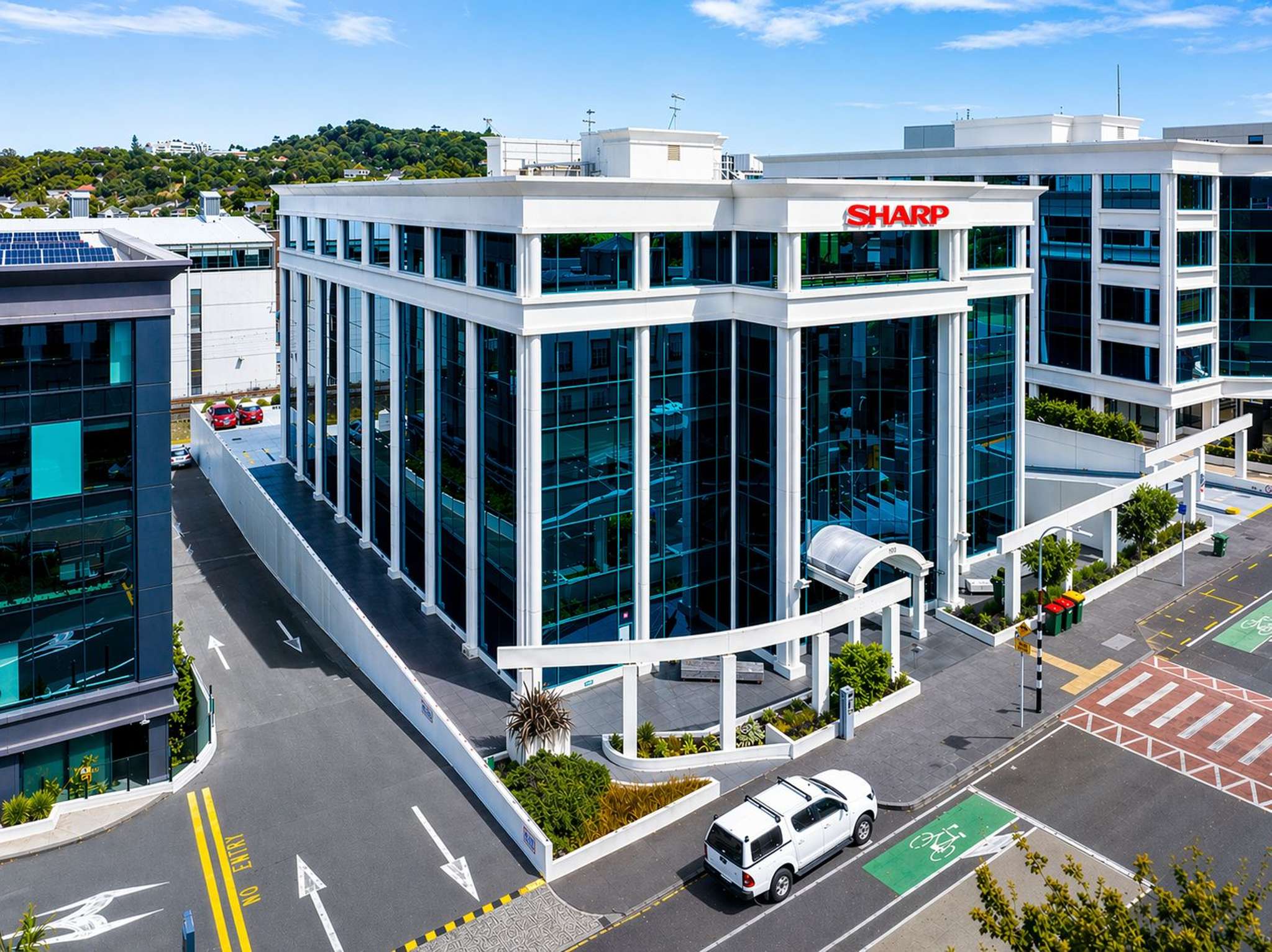 Prominent city fringe office building