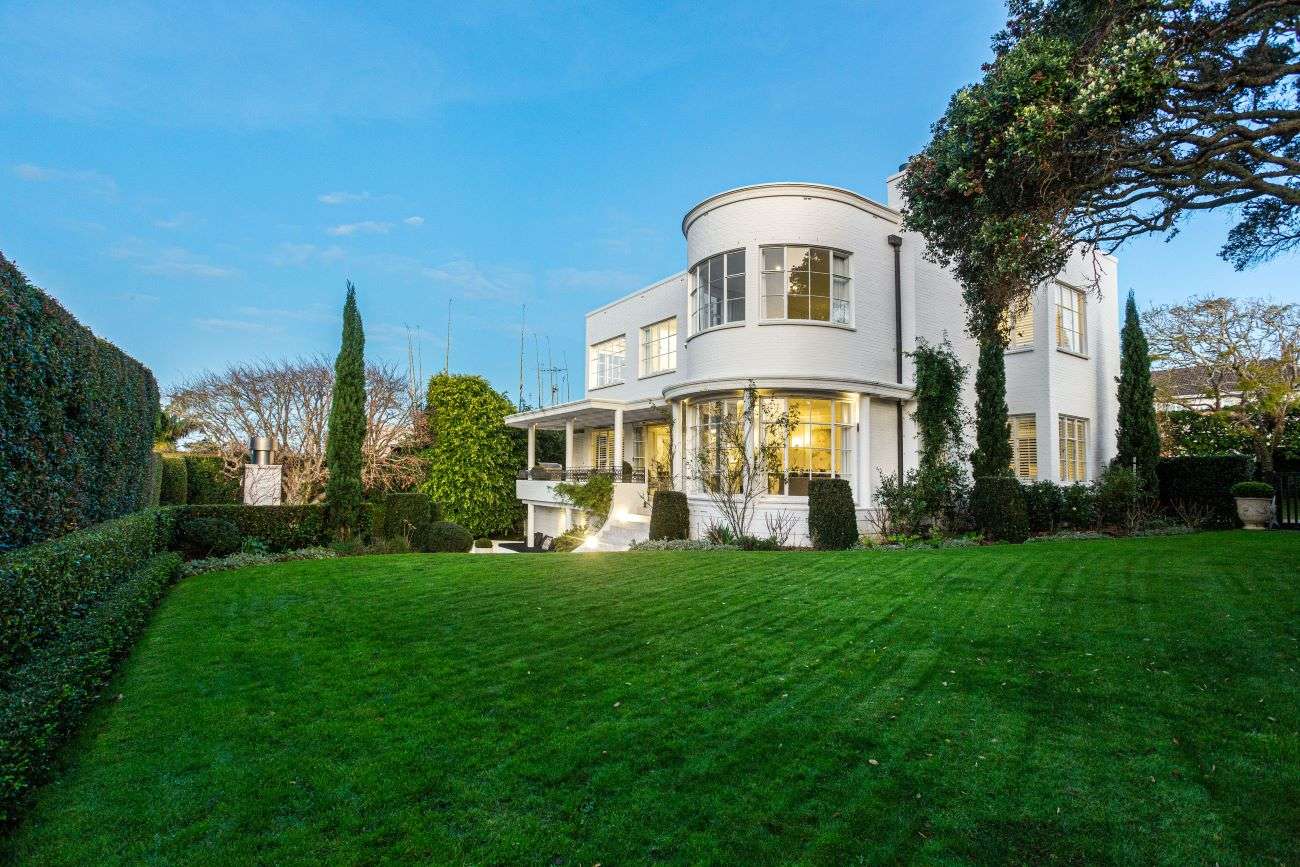 white art-deco mansion with swimming pool  47 Victoria Avenue, Remuera, Auckland