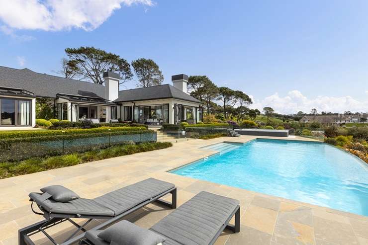 The luxury lodge in Coatesville, Auckland, which sold in November last year. In the top right corner of the photo is the $32.5m mansion that was once home to Kim Dotcom but is now owned by the founders of Zuru Toys. Photo / Supplied