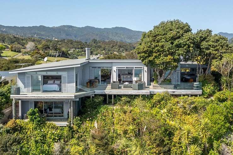 A luxury two-bedroom, two-bathroom home on Harbour View Road, in Coromandel, has an asking price of $3.35m. Photo / Supplied