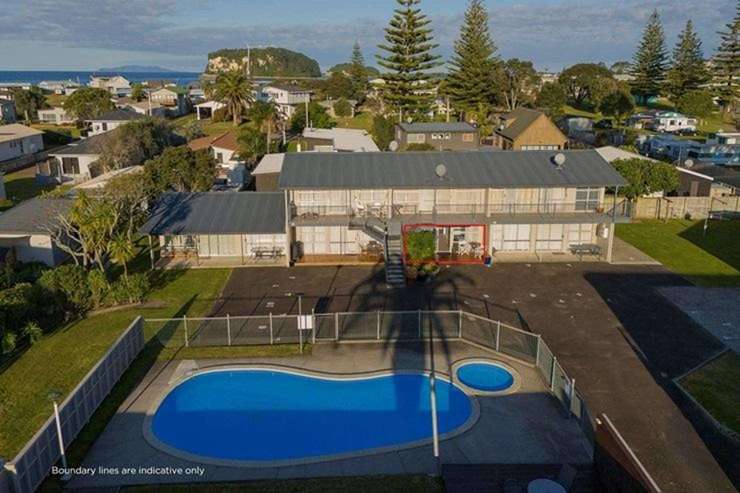 The one-bedroom unit in the converted motel on Barbara Avenue, in Whangamatā, has been bought by an investor. Photo / Supplied
