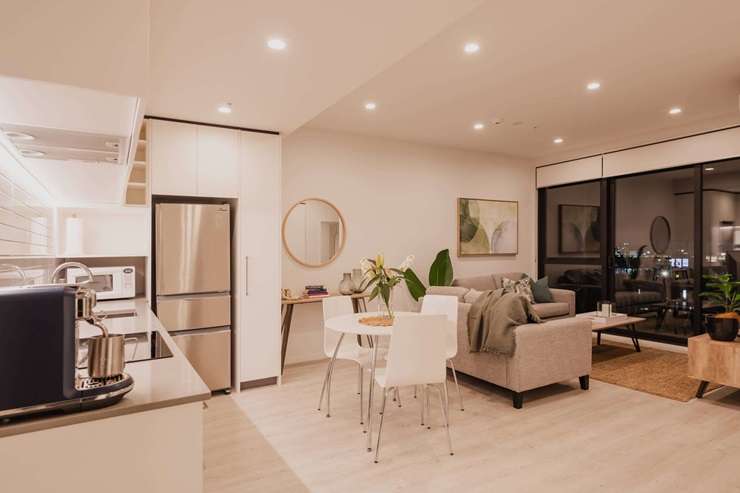 A two-bedroom, two-bathroom townhouse on Lichfield Street, across the road from Christchurch's Te Kaha stadium, sold for $705,000 last week. Photo / Supplied