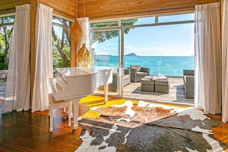 A luxury two-bedroom, two-bathroom home on Harbour View Road, in Coromandel, has an asking price of $3.35m. Photo / Supplied