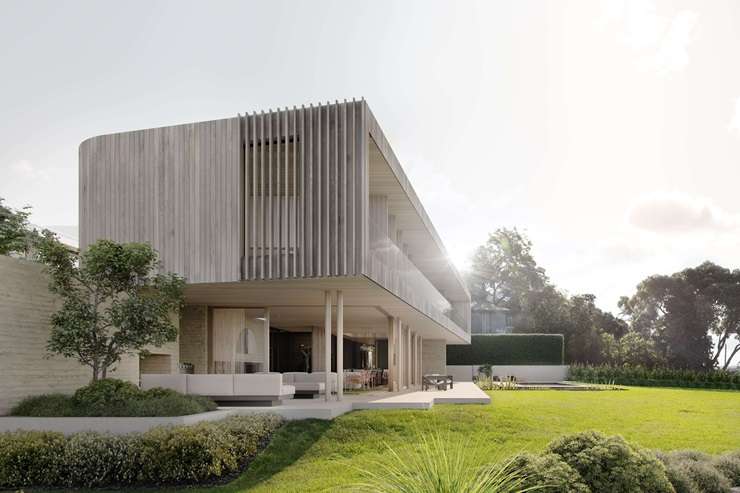 Architect David Ponting's design for the home that is being built on the 1000sqm block of land on West End Road, in Auckland's Westmere. Photo / Supplied