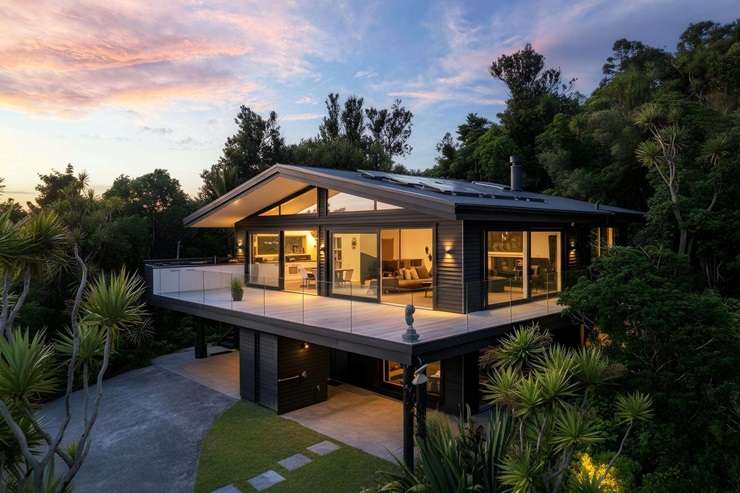 36 Piha Road seems to float above Piha's iconic coastline. It's on the market for $2.985 million. Photo / Supplied