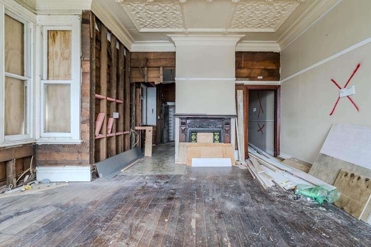The partially restored heritage villa at 1 Phillips Street, in Kensington, Dunedin, is up for grabs. Photo / Supplied
