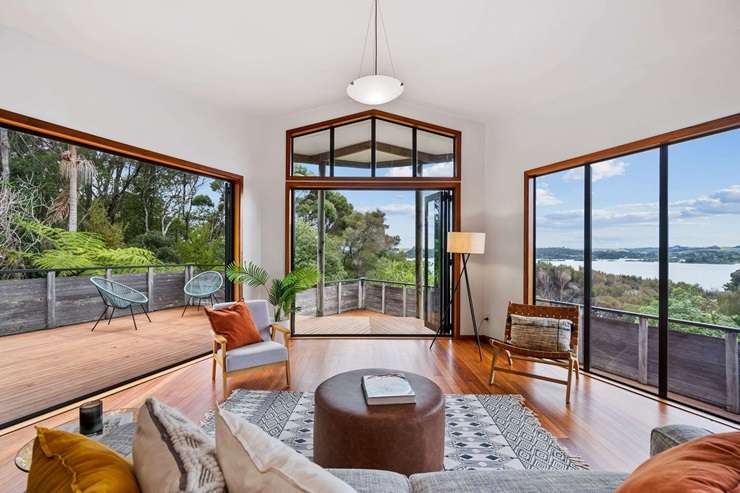 The three-bedroom bach for sale at 19 Anchorage Heights Place, in Kerikeri, Far North, has a nautical design. Photo / Supplied