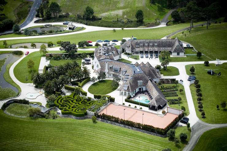 The luxury lodge in Coatesville, Auckland, which sold in November last year. In the top right corner of the photo is the $32.5m mansion that was once home to Kim Dotcom but is now owned by the founders of Zuru Toys. Photo / Supplied