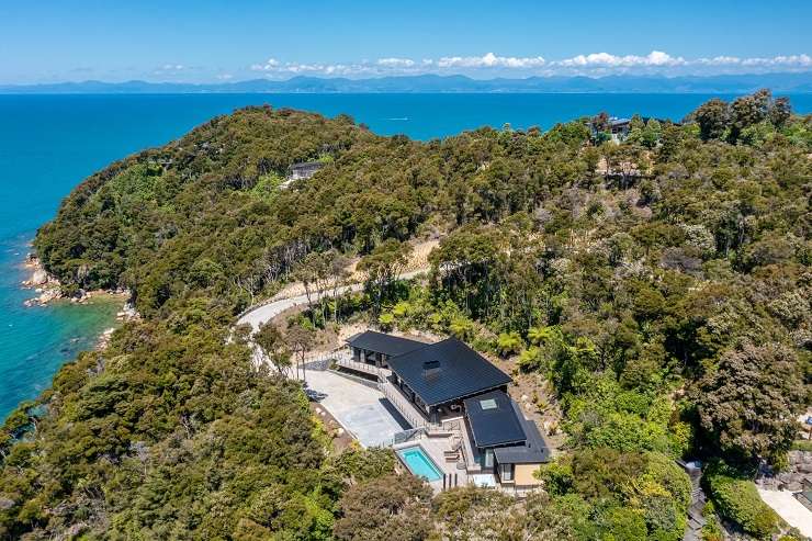 The new-build home on Astrolabe View, in Kaiteriteri, Tasman, had won a clutch of awards for its design and build. Photo / Supplied