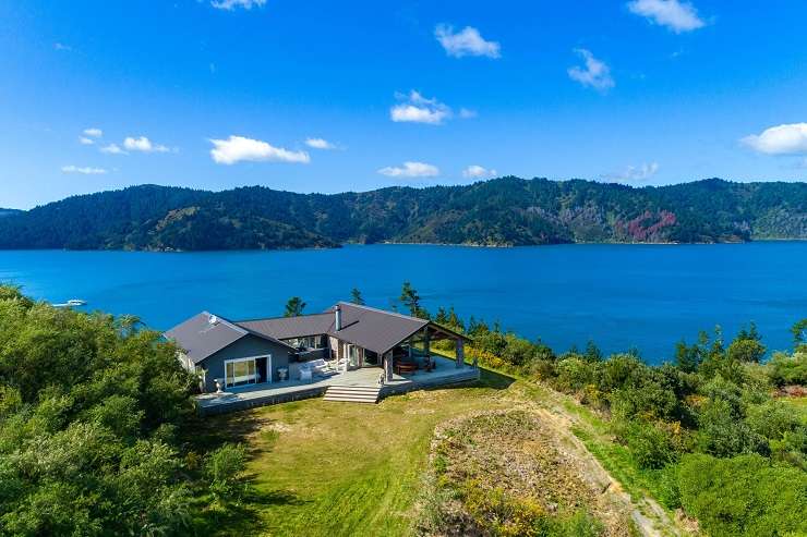 Waikakaramea Bay (pictured) and Deep Bay on Arapaoa Island, in Marlborough Sounds, are for sale with a combined asking price of $3m plus. Photo / Supplied