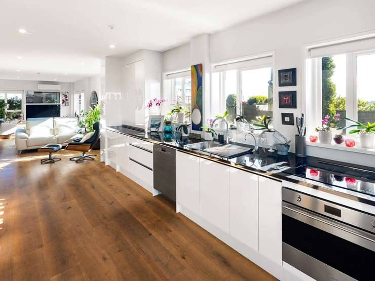 The penthouse comes with a wrap-around balcony, one of the largest in New Zealand, according to the owners. Photo / Supplied