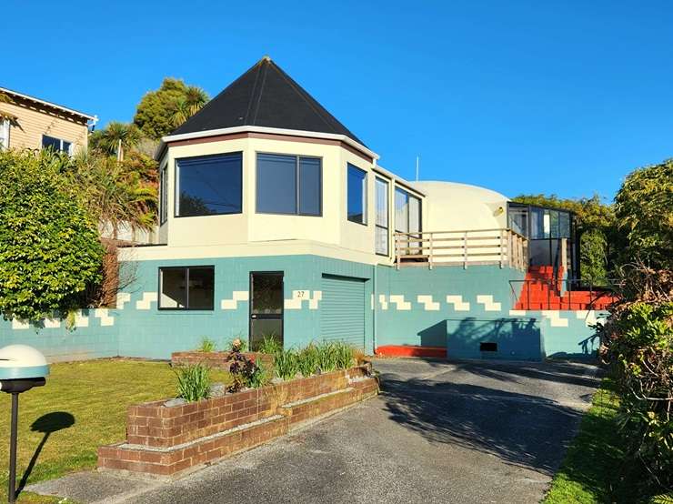 The three-bedroom dome-shaped house at 27 Pitt Street, in Runanga, Greymouth, sits on a 1012sqm section. Photo / Supplied