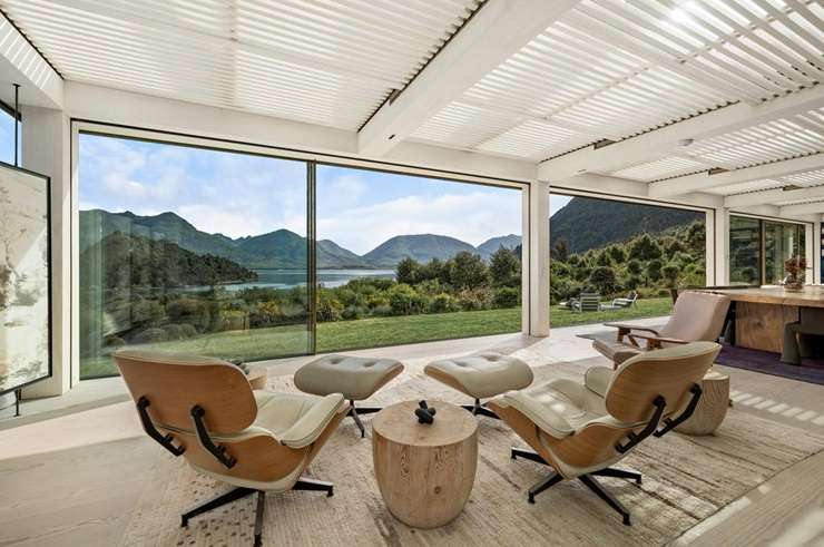 The five-bedroom designer home for sale at 4 Fishermans Lane, in Mount Creighton, Queenstown. Photo / Supplied