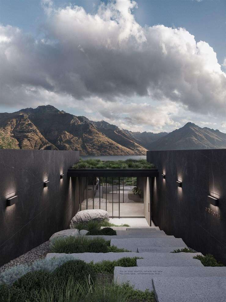 An artist’s impression of a six-bedroom, 10-bathroom mansion planned for 7 Forestlines Rise in Ben Lomond near Queenstown. Photo / Supplied