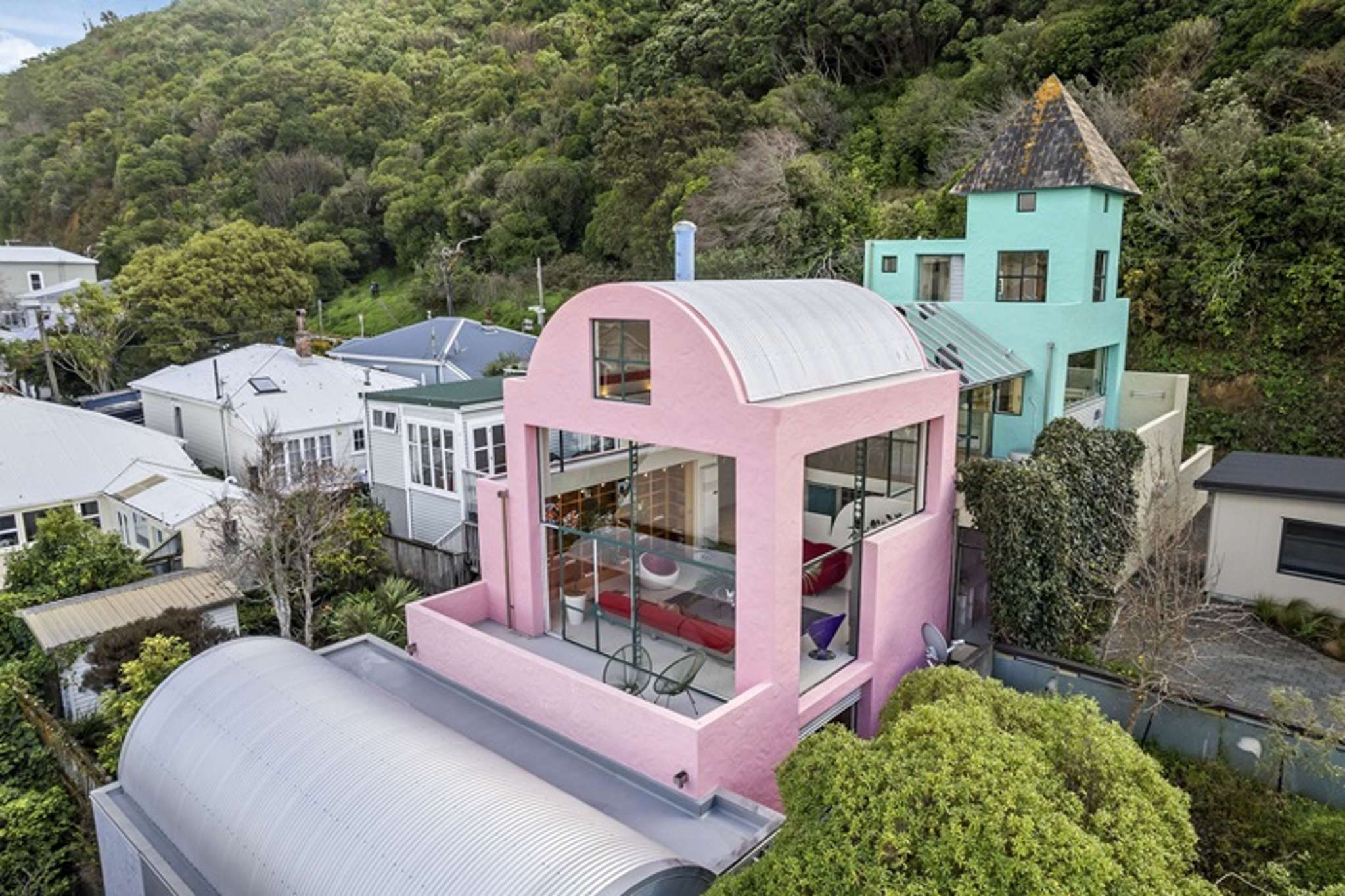 Roger Walker’s iconic pink and green Wellington castle for sale