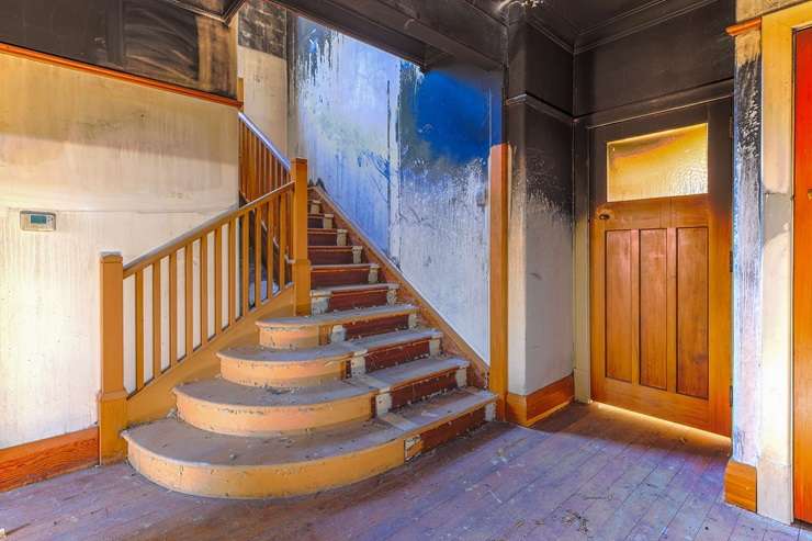 The former doctor’s residence on Tyrone Street, in Ranfurly, Otago, was gutted in a fire in 2022. Photo / Supplied