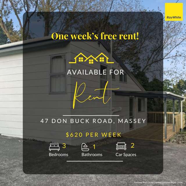 ONE WEEKS FREE RENT!