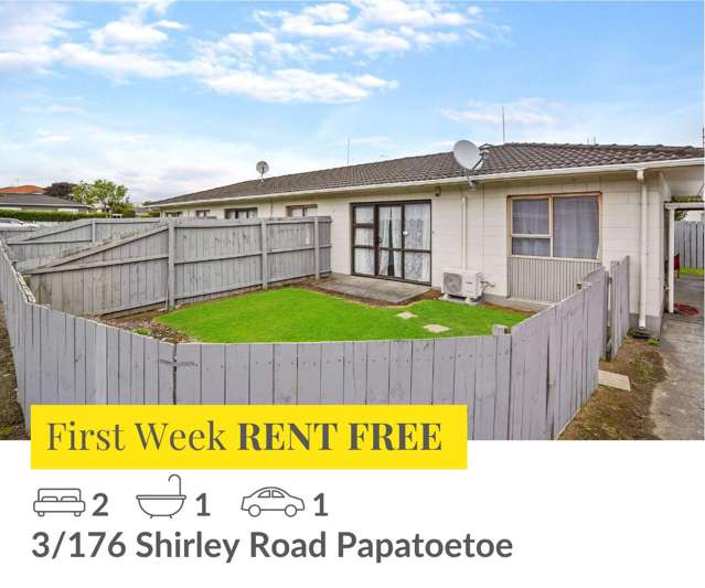 Two bedroom unit, wate and lawn included