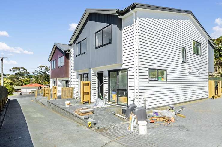 The houses for sale at 106 Triangle Road, in Massey, are nearly complete and are due to get their CCC in March. Photo / Supplied