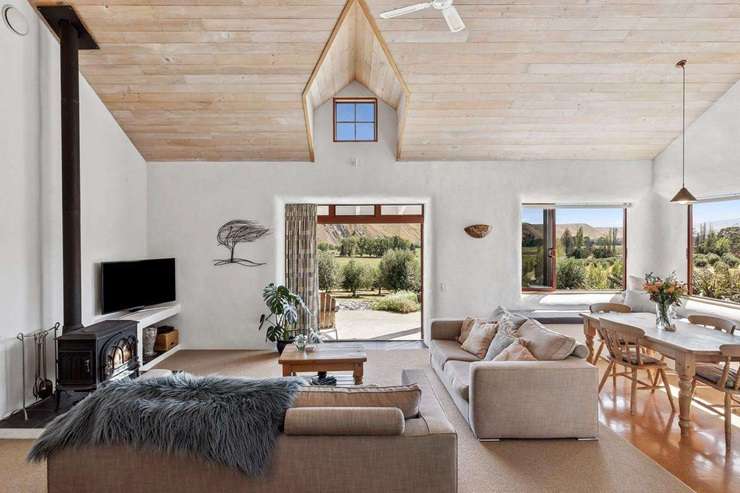 A three-bedroom straw bale home is for sale at 58 Thomson Gorge Road, Tarras, Central Otago. Photo / Supplied